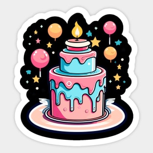 Birthday Cake Illustration Sticker